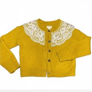 Maeve Marigold Lace Collar Cardigan